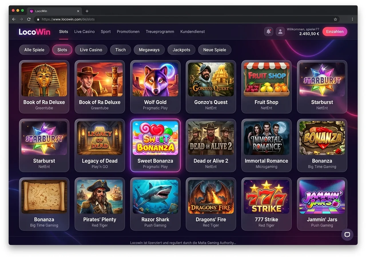 Spielangebot bei LocoWin – LocoWin